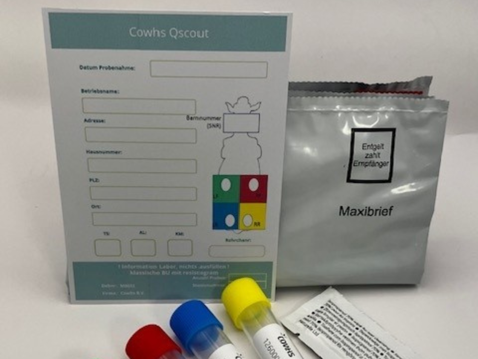Q-Scout monsterkit met formulier en monsterbuisjes per kwartier